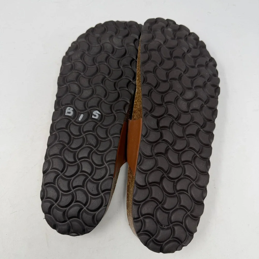 Autenti Sandals Mens 42 Brown Excellent Cork Footbed Thong Buckle Slides Spain